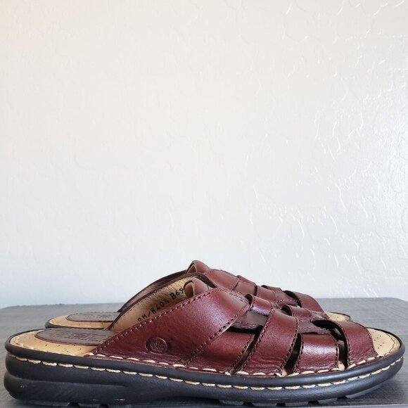 Born Leather Fisherman Slide Sandals Brown Size Women's 9 Comfort Slip-On - Picture 3 of 11